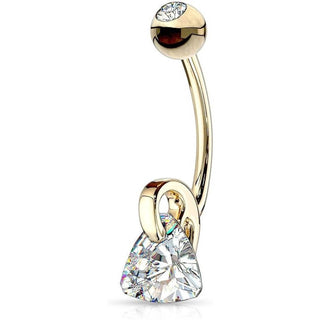 14 Karat Gold Bauchnabelpiercing Dreieck Gelbgold Weißgold
