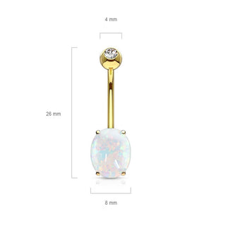 14 Karat Gold Bauchnabelpiercing Oval Opal Gelbgold Weißgold