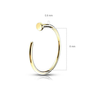 14 Karat Gold Nasenstecker Hoop Halber Hoop Ring Gelbgold Weißgold