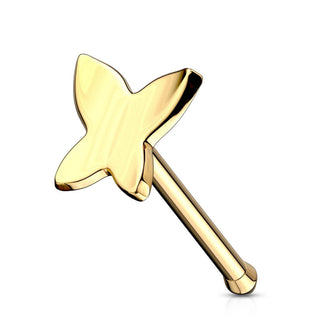 14 Karat Gold Nasenstecker Schmetterling Gelbgold Weißgold
