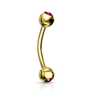 Augenbrauenpiercing Kugel Zirkonia Gold PVD