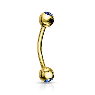 Augenbrauenpiercing Kugel Zirkonia Gold PVD