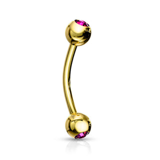 Augenbrauenpiercing Kugel Zirkonia Gold PVD
