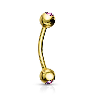 Augenbrauenpiercing Kugel Zirkonia Gold PVD