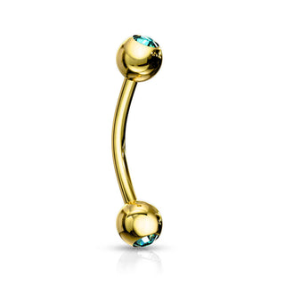 Augenbrauenpiercing Kugel Zirkonia Gold PVD