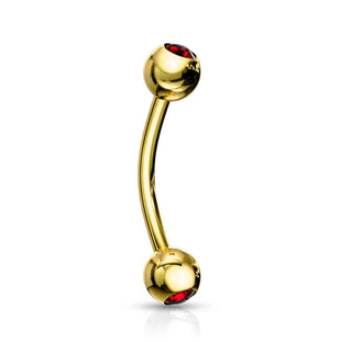 Augenbrauenpiercing Kugel Zirkonia Gold PVD