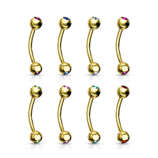 Augenbrauenpiercing Kugel Zirkonia Gold PVD