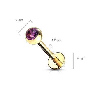 Labret Kugel Zirkonia Gold