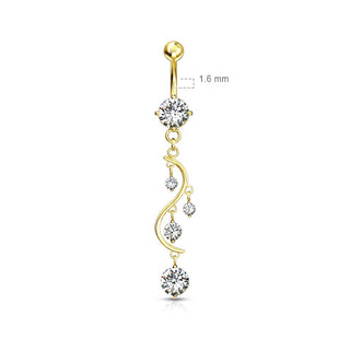 Bauchnabelpiercing Hänger Zirkonia Gold