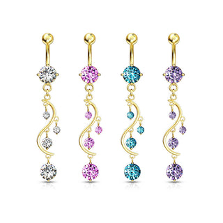 Bauchnabelpiercing Hänger Zirkonia Gold
