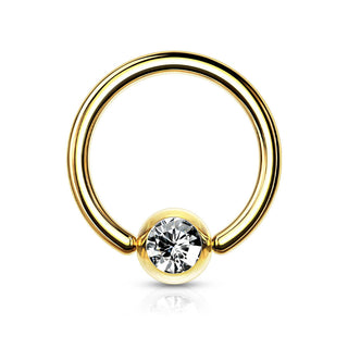 Ring Zirkonia Gold Klemmkugelring