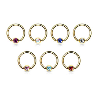 Ring Zirkonia Gold Klemmkugelring
