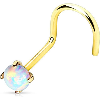 14 Karat Gold Nasenstecker Opal Gelbgold Weißgold
