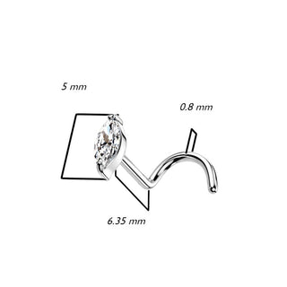14 Karat Gold Nasenstecker Ellipse Zirkonia Gelbgold Weißgold