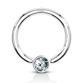 14 Karat Gold Ring Zirkonia Gelbgold Weißgold Klemmkugelring