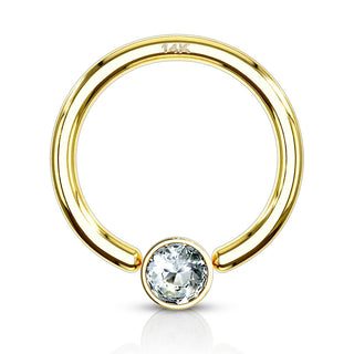 14 Karat Gold Ring Zirkonia Gelbgold Weißgold Klemmkugelring