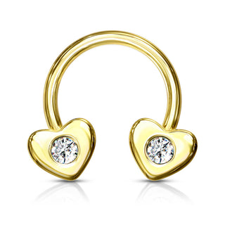 Hufeisen Piercing Herz Zirkonia Gold