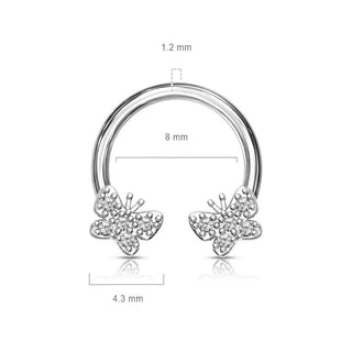 Hufeisen Piercing Schmetterlinge Zirkonia Silber