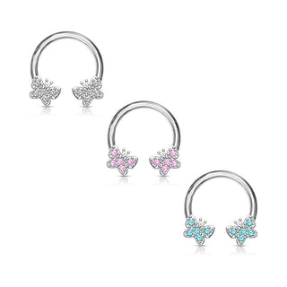 Hufeisen Piercing Schmetterlinge Zirkonia Silber