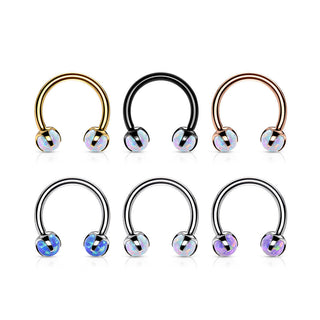 Hufeisen Piercing Kugel Opal Innengewinde