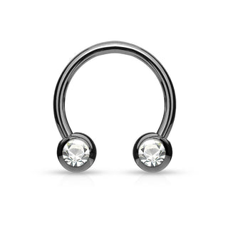 Hufeisen Piercing Regenbogen PVD Kugel Zirkonia