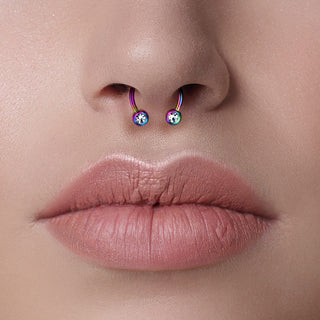 Hufeisen Piercing Regenbogen PVD Kugel Zirkonia