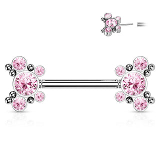 Nippelpiercing Schmetterlinge Zirkonia Silber Push-In