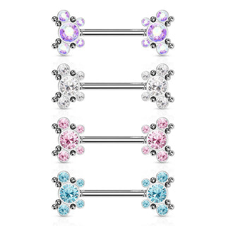 Nippelpiercing Schmetterlinge Zirkonia Silber Push-In