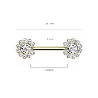 Nippelpiercing Blume Zirkonia Push-In