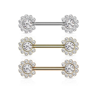 Nippelpiercing Blume Zirkonia Push-In