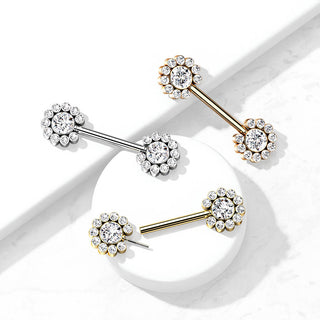 Nippelpiercing Blume Zirkonia Push-In