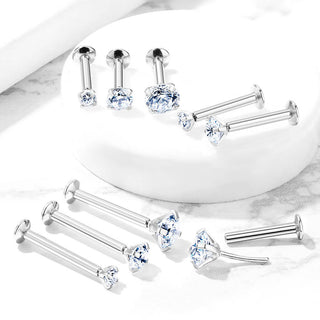 Labret Zirkonia Krappenfassung Silber Push-In