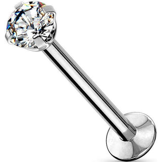 Labret Zirkonia Krappenfassung Silber Push-In