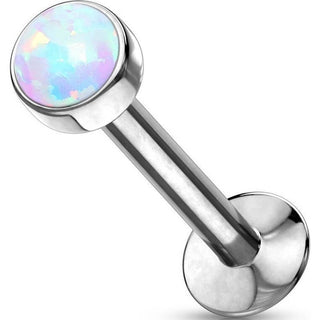Labret Opal Rund Kesselfassung Silber Push-In