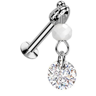 Labret Zirkonia Glaskugel Anhänger Push-In