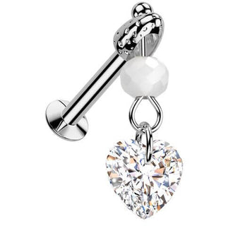 Labret Zirkonia Herz Glaskugel Anhänger Push-In