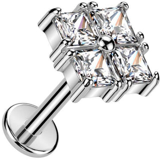 Labret Viereck 4 Zirkonia Push-In