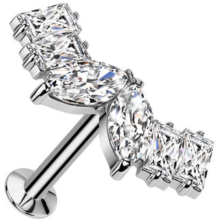 Labret Zirkonia Marquise Schliff Baguette Schliff Push-In