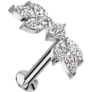 Labret fallende Blätter Zirkonia Marquise Schliff Push-In