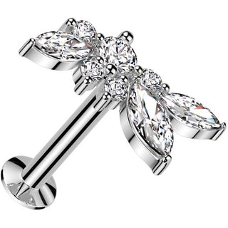 Labret abstrakte Blätter Zirkonia convexe Base Push-In