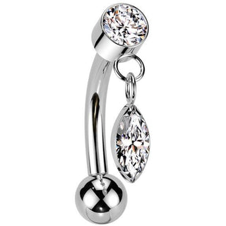 Titan Curved Barbell Anhänger Zirkonia Push-In
