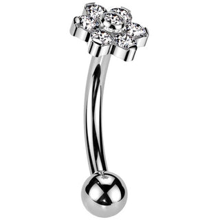 Titan Augenbrauenpiercing Blume Zirkonia Push-In