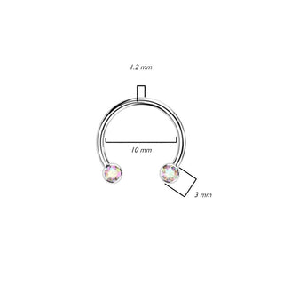 Titan Hufeisen Piercing Zirkonia Push-In