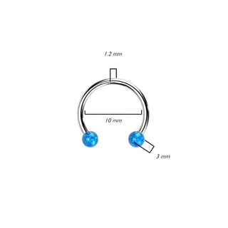 Titan Hufeisen Piercing Kugel Opal Push-In