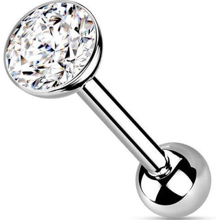 Titan Barbell Zirkonia Zargenfassung Silber Push-In