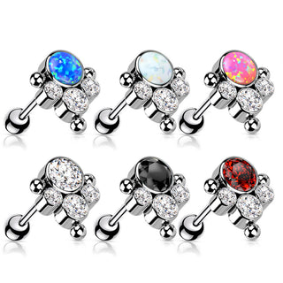 Titan Barbell Zirkonia Opal Silber Push-In