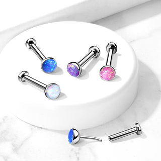 Titan Labret Opal Flach Silber Push-In