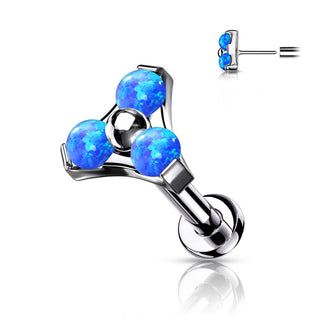 Titan Labret Dreieck Opal Silber Push-In