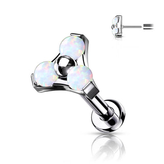 Titan Labret Dreieck Opal Silber Push-In
