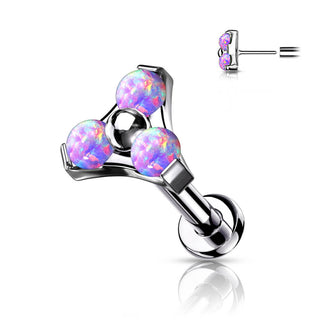 Titan Labret Dreieck Opal Silber Push-In